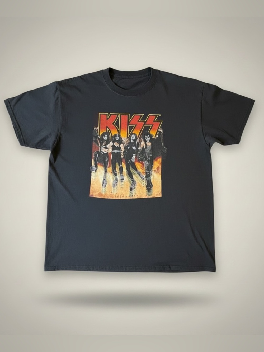 Kiss Flame Logo Black Band Tee